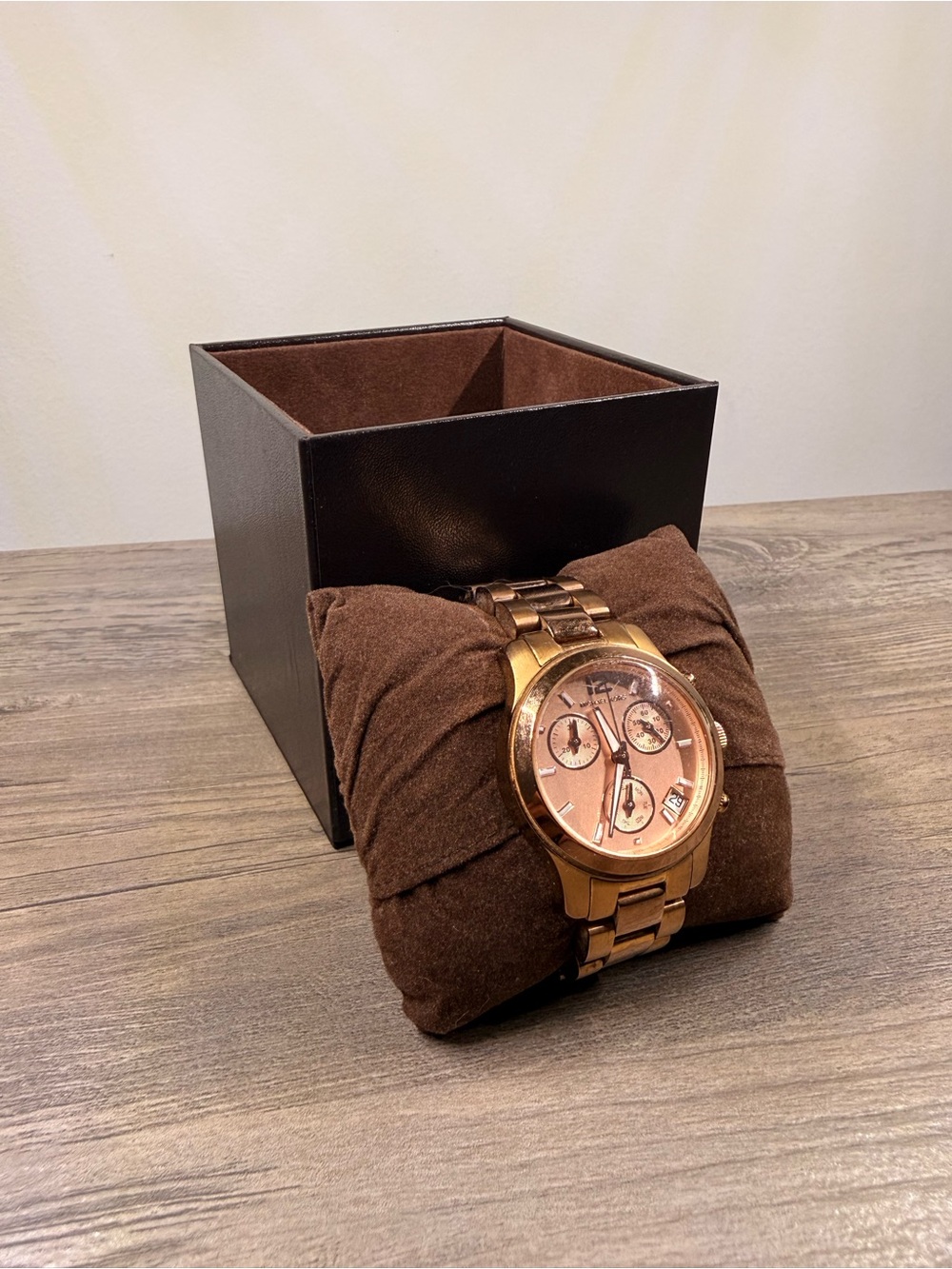 Women’s Rose Gold Chronograph Metal Watch - Brown Accent